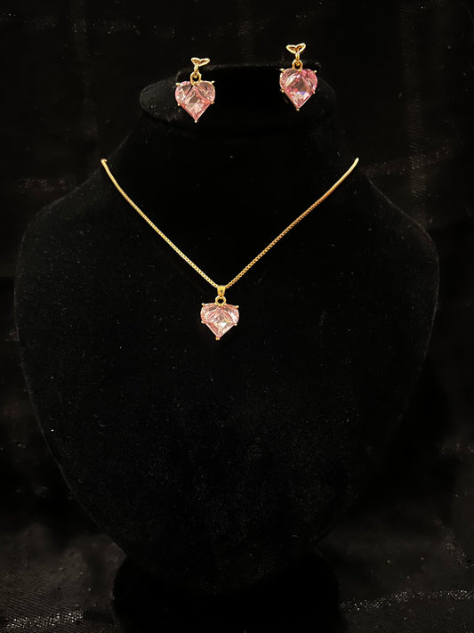 Stainless steel pink stone set